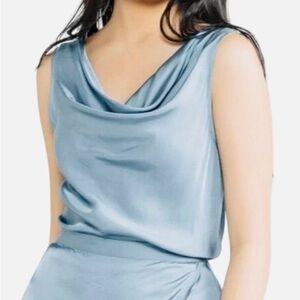 CHLOE KRISTYN Chloe Cami Top New Blue Drapey Slinky Silky Sz S NEW